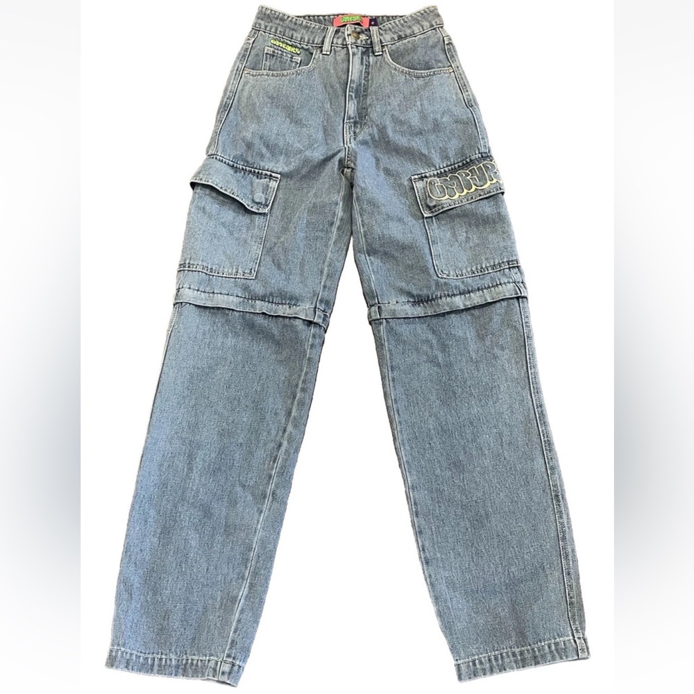 Empyre Zip Off Cargo Jeans Women's Size 0 Convertible Skater Pants Shorts Y2K